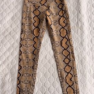 Python Print Leggings in Beige and Brown